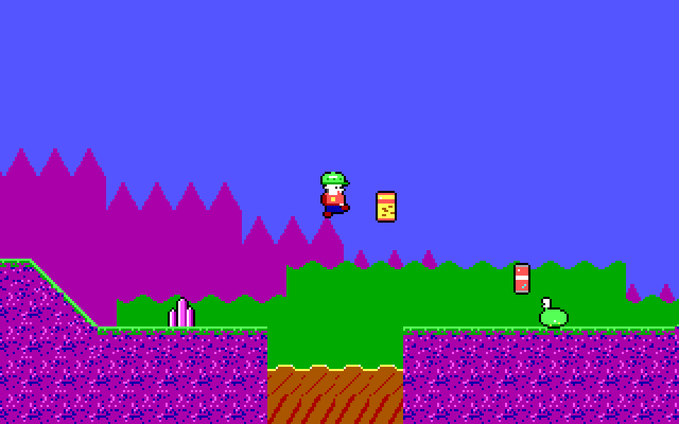 Crater Fields, a day level with green ground and crystals