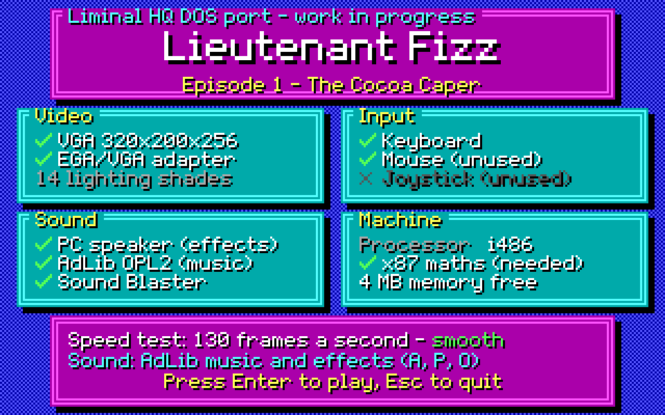 The start-up system check screen